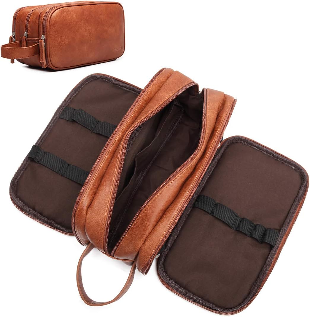 Toiletry Bag for Men Large Capacity PU Leather Mens Makeup Organizer for Toiletries Water-resistant Travel Toiletry Bags for Traveling