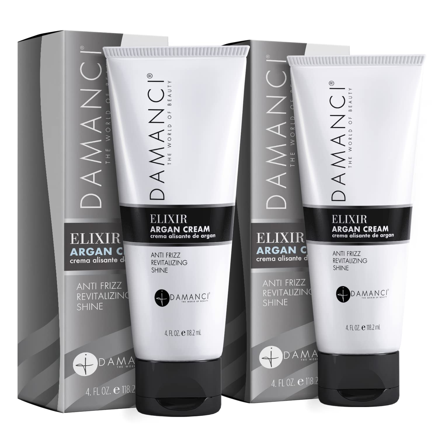 DAMANCI Argan Cream, Hair Styling Cream & Leave In Conditioner, Hair Smoothing and Anti Frizz, with Argan Oil, Keratin, and Vitamin E, Deep Hydration and Shine (4oz Pack of 2)