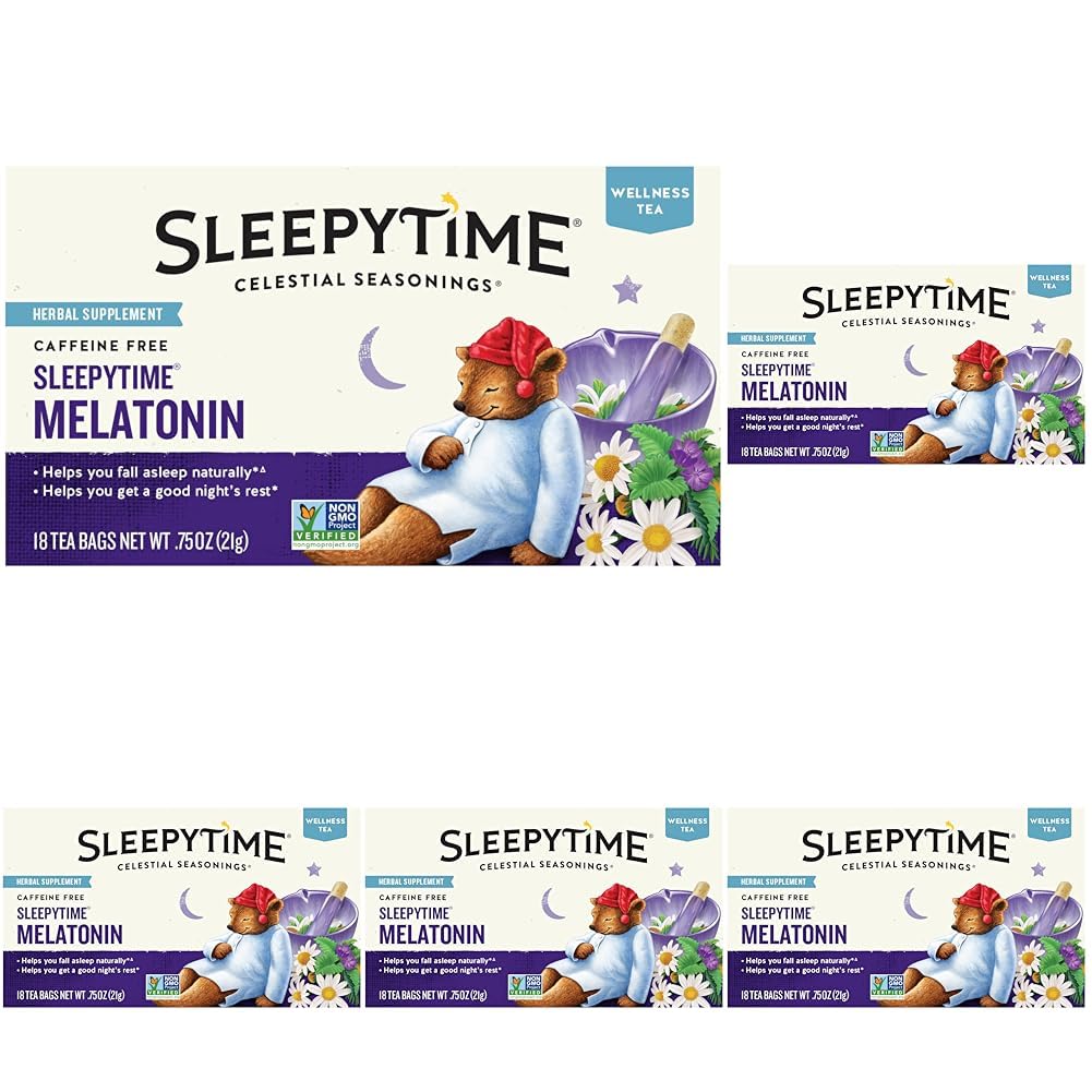 Celestial Seasonings Sleepytime Melatonin Tea, 18 Count (Pack of 5)