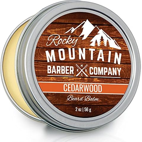 Beard Balm for Men Rocky Mountain Barber - 100% Natural - Premium Wax Blend with Cedarwood Scent, Nutrient Rich Bees Wax, Jojoba, Tea Tree, Coconut Oil Cover
