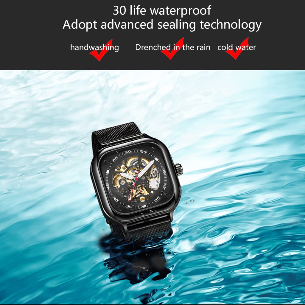 Modny biznesowy męski zegarek mechaniczny mechanizm trzyczęściowy skórzany pasek pusty zegarek, średnica tarczy 42 mm
