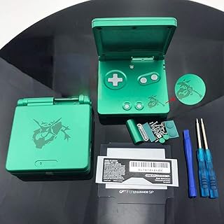 Einuz Limited Edition Housing Shell Replacement for GBA SP Gameboy Advance SP Housing Case Cover Screws (Green Rayquaza)