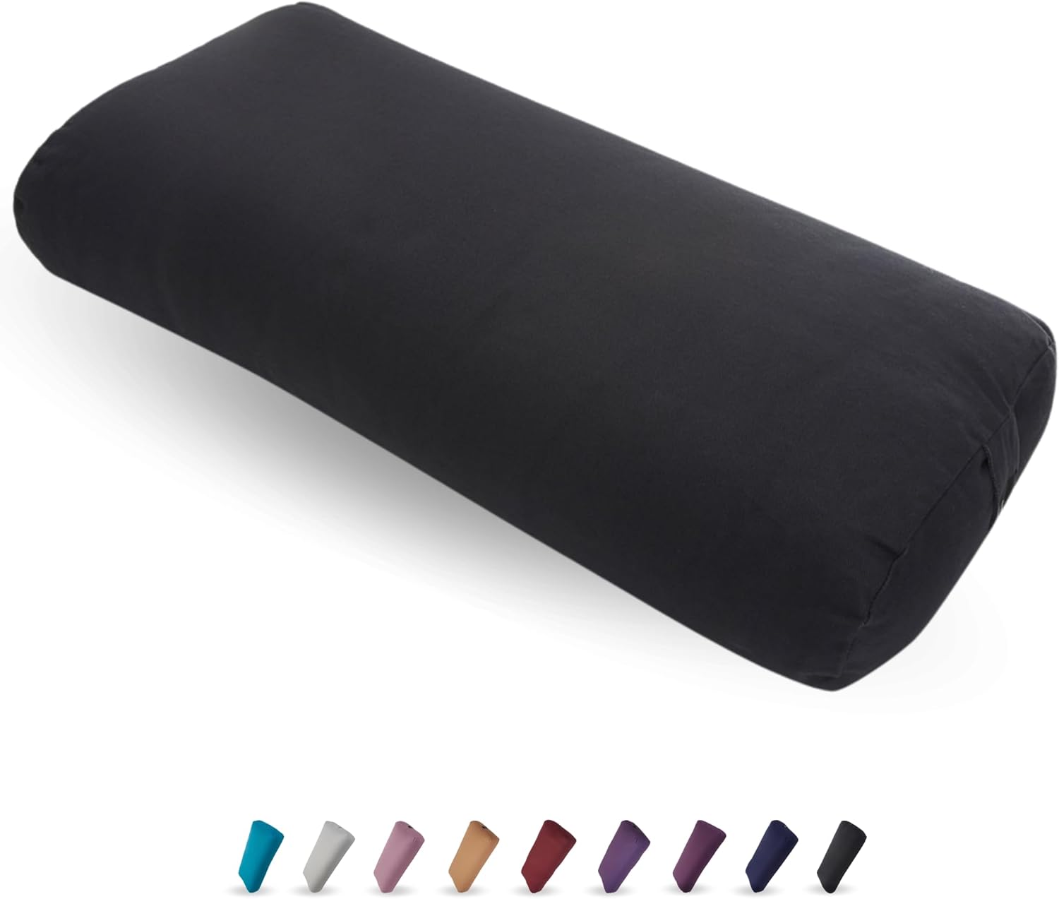 Everyday Yoga Bolster and Yoga Strap Set, Rectangular Meditation Pillow, Super Soft & Lightweight with Carry Handle - Firm Support for Restorative Yoga - Black - Strap 10ft Length