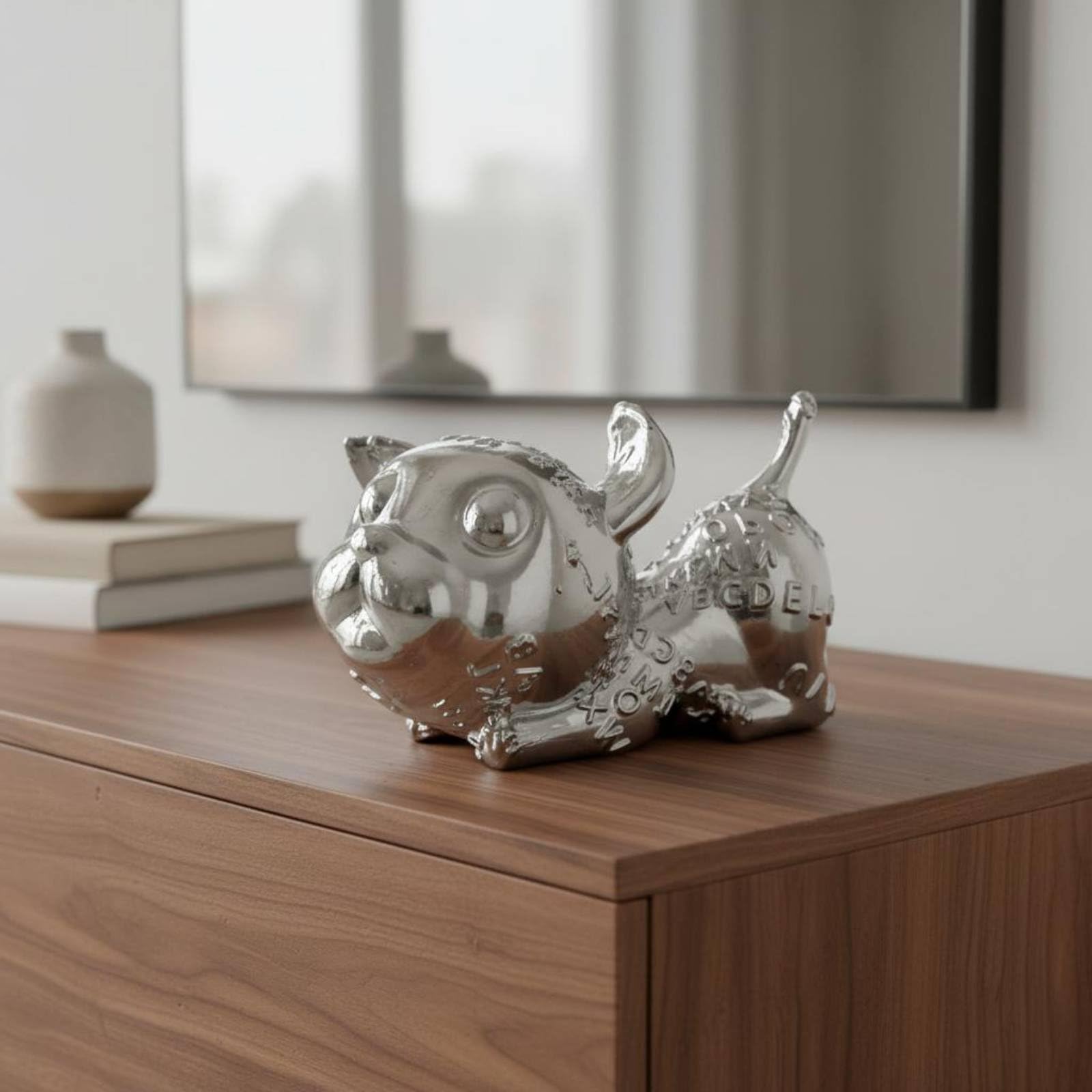 Scultura Cane Cartoon Statua Decorativa Figurina Cucciolo Ornamento Resina con Stile Moderno Leggero E Punto Focale Accogliente Adatta a Soggiorno, Marrone, B