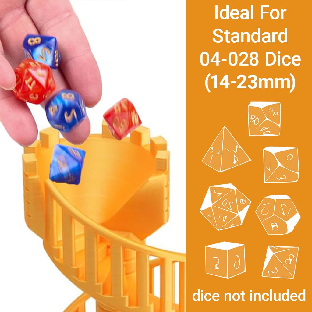 Dice Tower Castle Dice Rolling Tower con vassoio per giochi di ruolo da tavolo Dungeons and Dragons