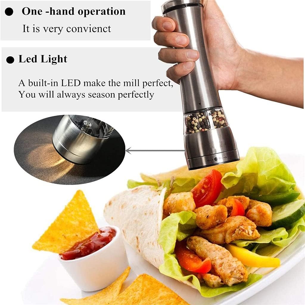 Stainless Steel Electric Salt & Pepper Grinder Adjustable Coarseness Mill Food Particles Kitchen Tool
