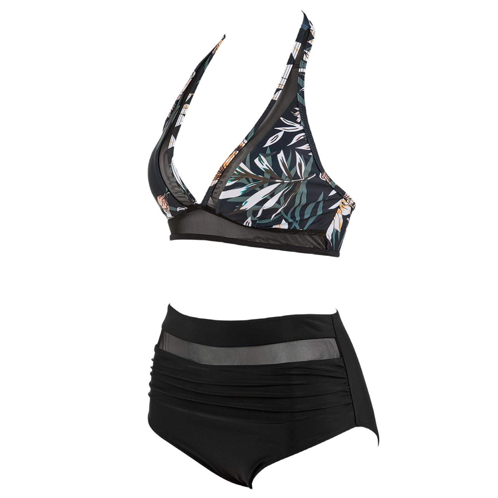 Generisch Bikini pour femme - Maillot de bain avec bretelles rembourrées amovibles - Impression haute