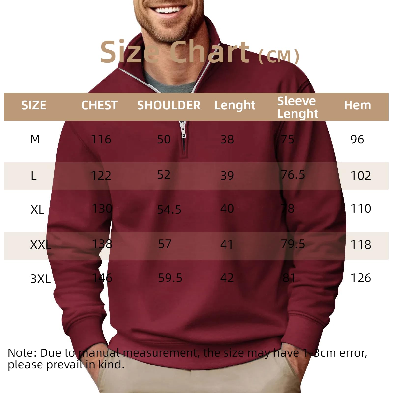 Homme Zip Pull Casual Manches Longues Polo Sweatshirt Sportswear léger Jumper col Rond Basic Top Casual T-Shirt