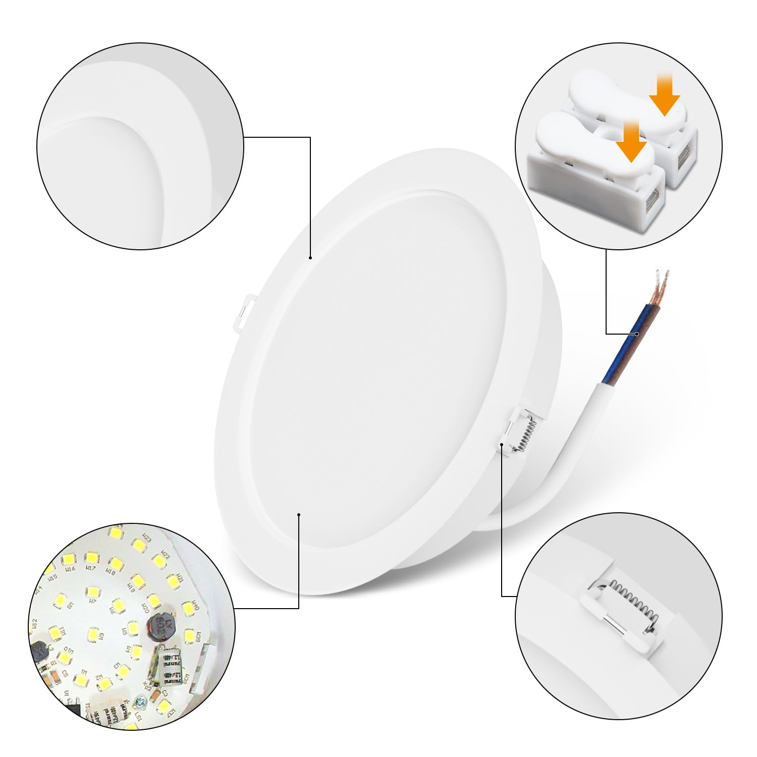 LVWIT Kitchen Spot Lights Ceiling,LED Downlights for Ceiling,18W Ultra Slim Recessed Ceiling Lights,1980LM Neutral White 4000K Non-Dimmable Spotlights for Bathroom Kitchen Living Room,6 Pack - Image 4