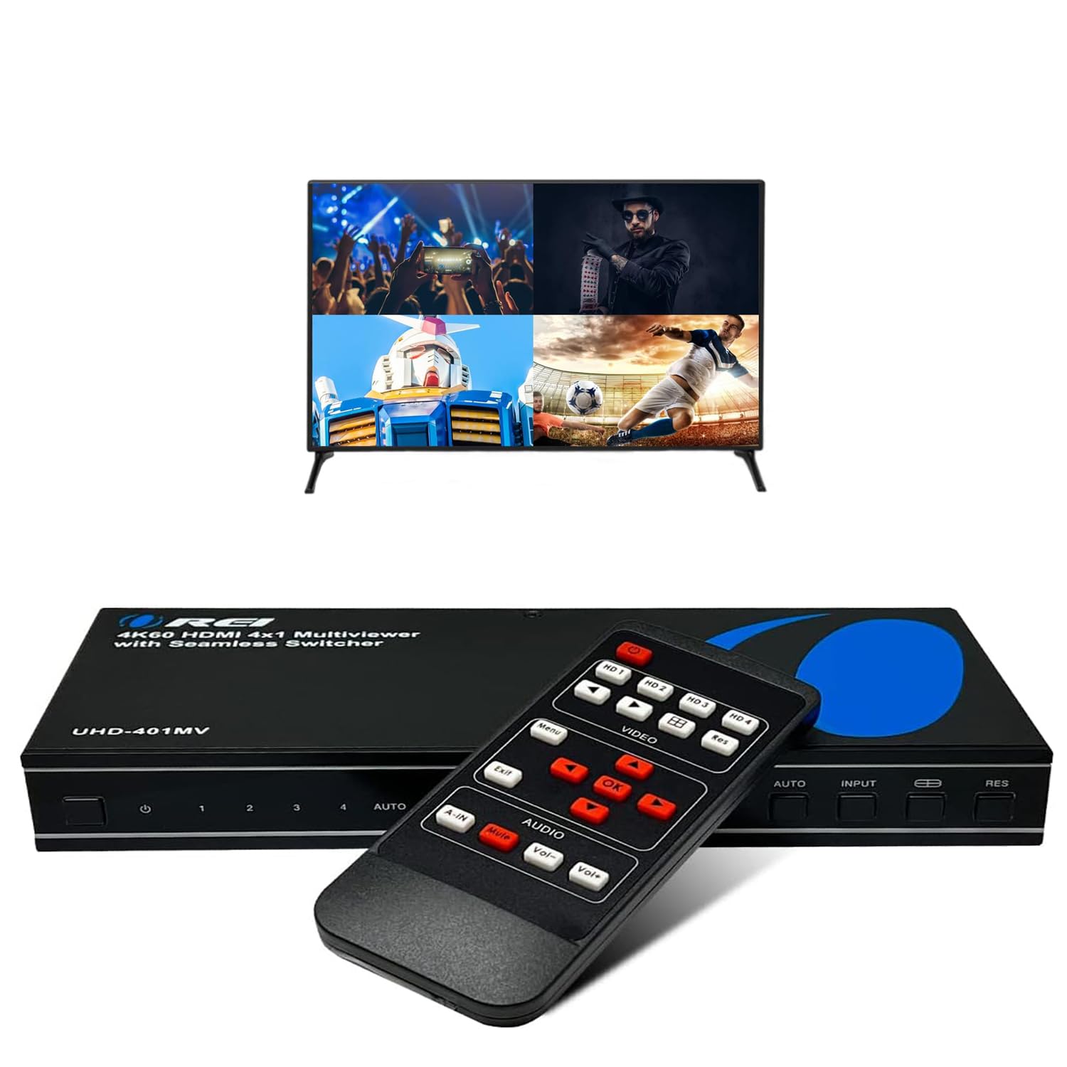 Amazon.com: OREI 4K Multi HDMI Viewer Quad 4 in 1 Out, Switcher 4
