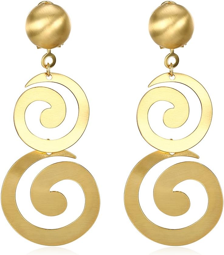 FushoP Women's Fashion Highly Polished Circle Dangle Drop Earrings (Gold Plated)