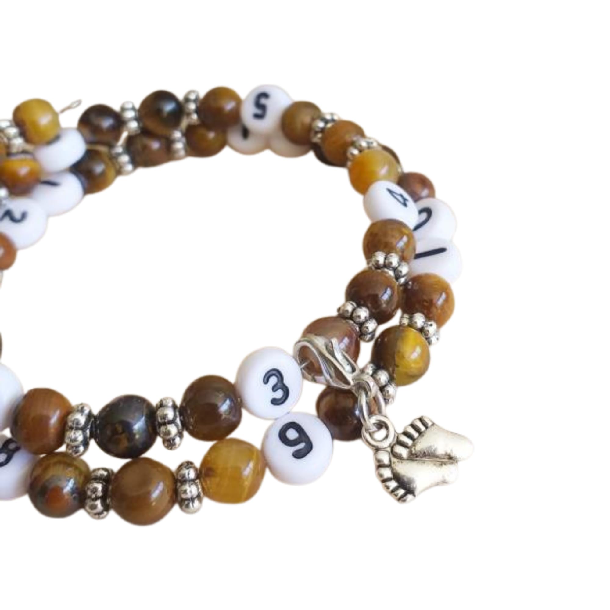 Bracelet d'allaitement oeil de tigre - permet de noter l'heure de la dernière tétée ou dernier biberon - modèle Chanvatey