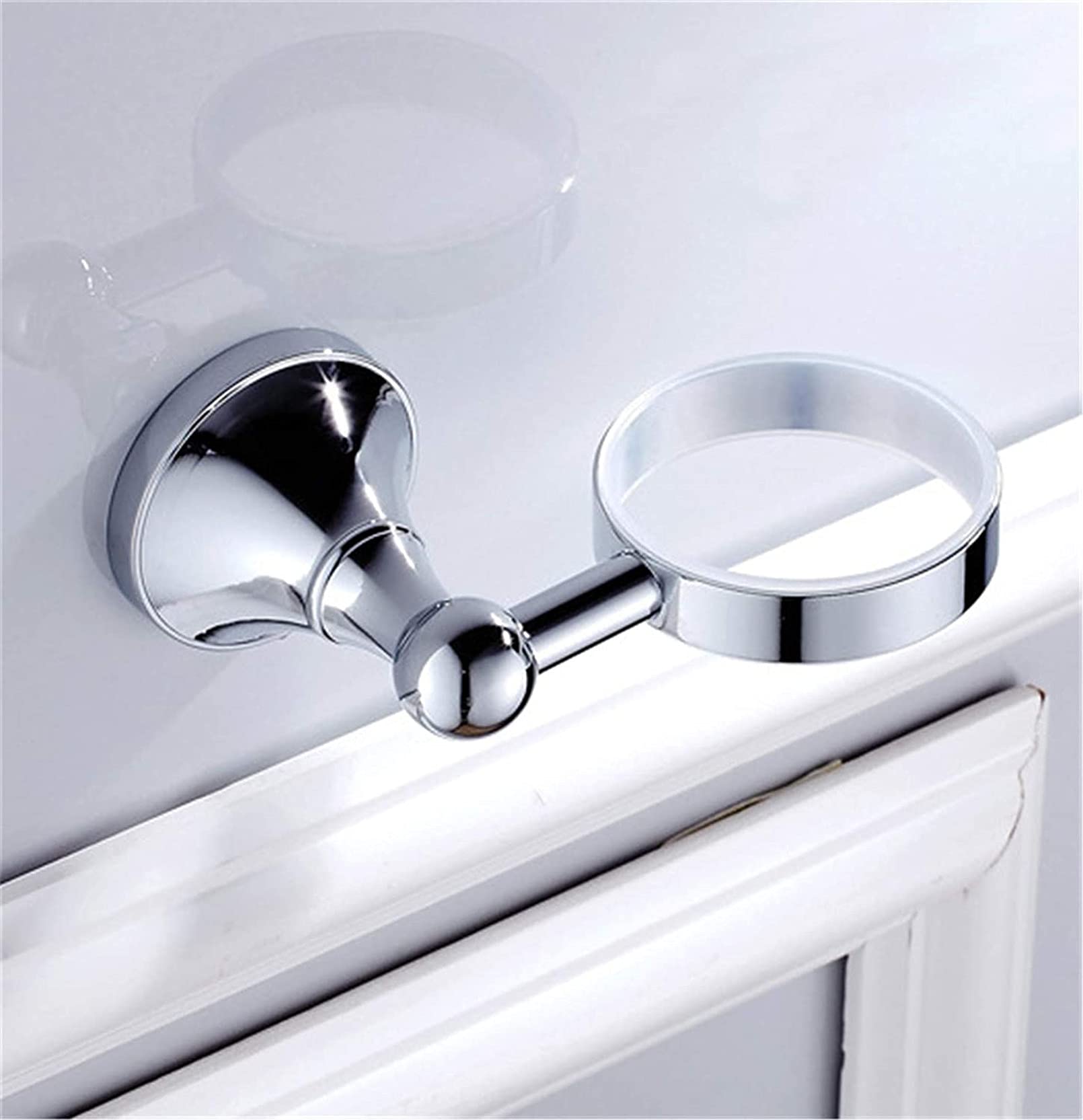 Portavasos para cepillos de Dientes， Soporte Moderno for Cepillo de Dientes Plateado Brillante con Taza de cerámica, Accesorios de baño de latón for Montaje en Pared, perforación(Bronze)