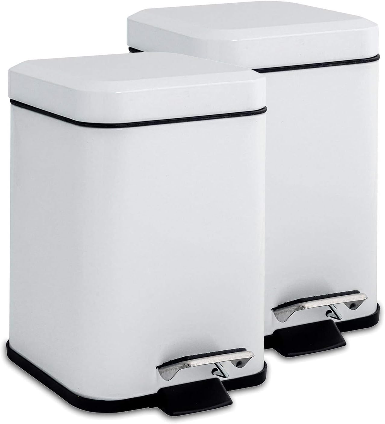 Harbour Housewares Square Steel Bathroom Pedal Bin 3 Litres White Pack of 2 Amazon.co.uk