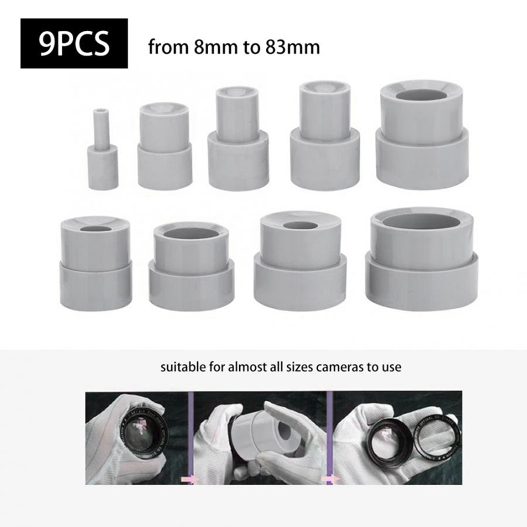 Kit D'Outils de RéParation D'Objectif 9 PièCes SéRies pour Appareil Photo DSLR Anneau de Retrait en Caoutchouc 8-83Mm Accessoires de Studio Photo
