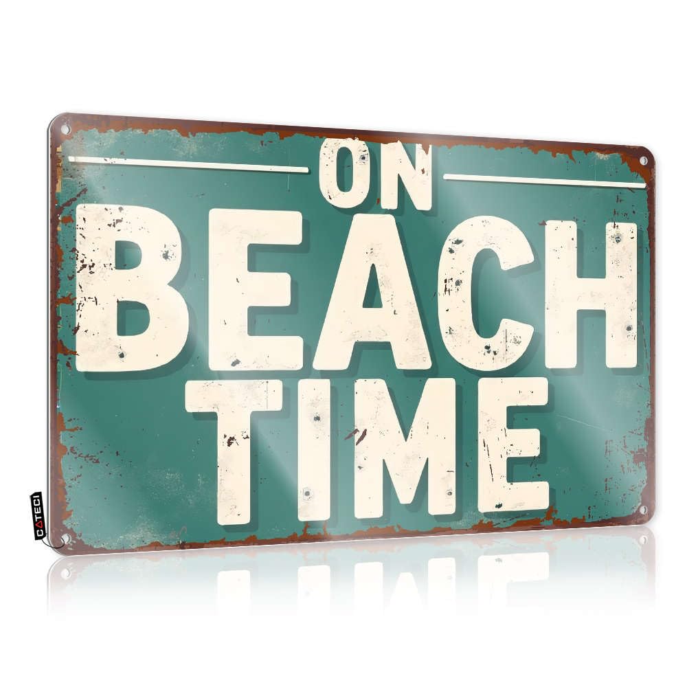 Sujd Colour On Beach Time Funny Wall Signs Decaor Decorative | Vintage Present Hanging Art For Rooms Living Room(20X30cm)