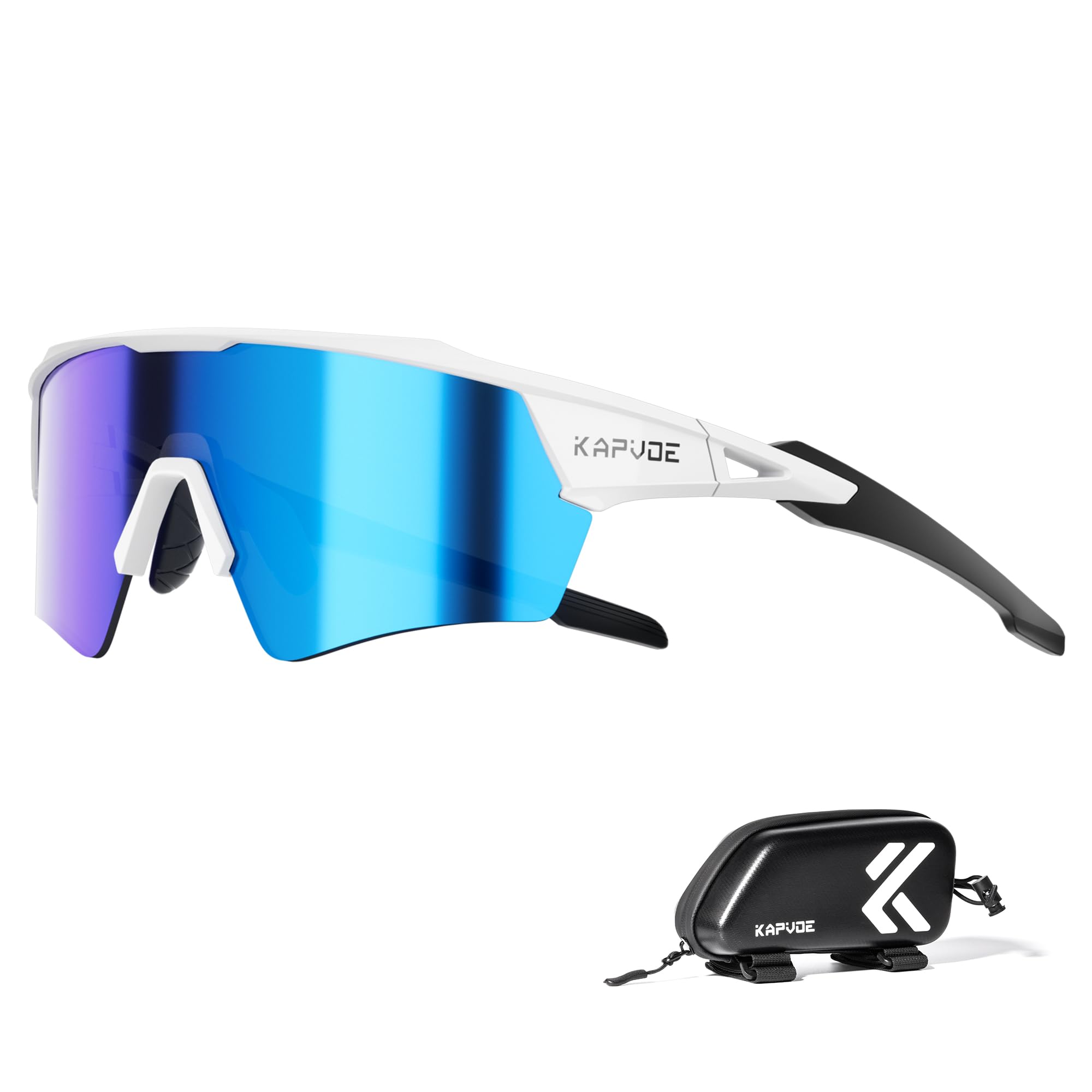 KAPVOE Polaryzowane okulary rowerowe dla mężczyzn i kobiet, okulary do jazdy na rowerze górskim, 3 wymienne soczewki, oprawki TR90, sportowe okulary przeciwsłoneczne, ochrona UV400, do jazdy na