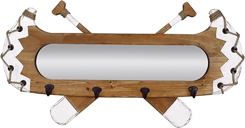 K KILIPES Espejo de pared de madera con ganchos, marco de madera rústico, espejo de pared colgante para baño, entrada, dormitorio, sala de estar, disponible en Yaxa Costa Rica