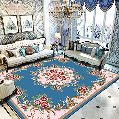 Tapis de salon imprimé bleu chinois moquette intérieure durable 90x150cm