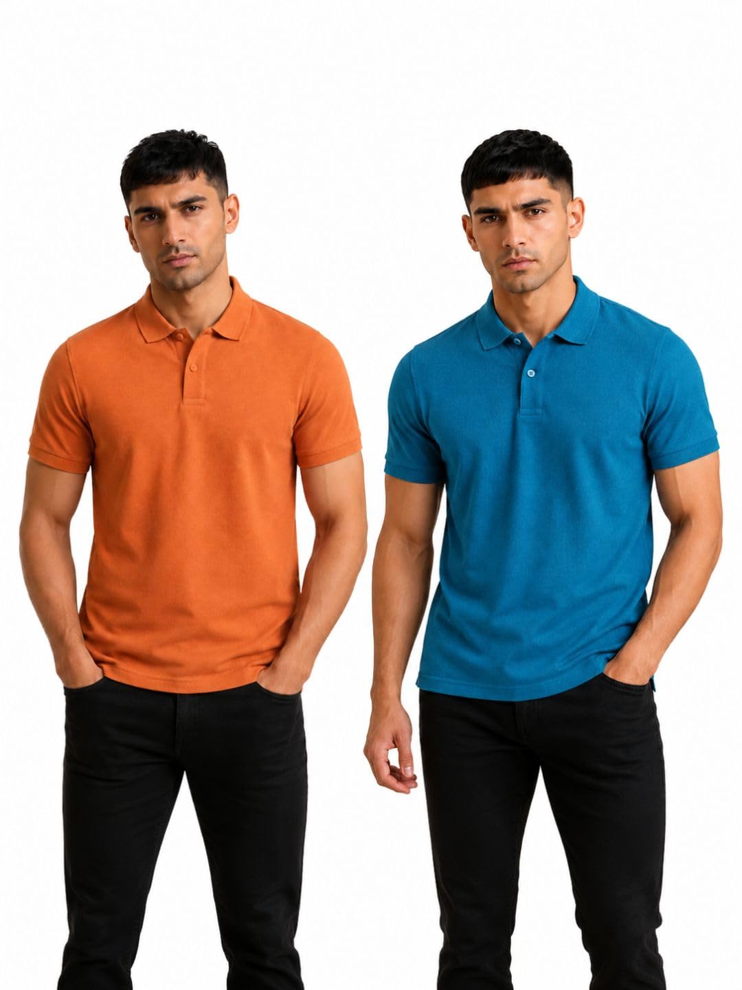 Men's Polyester Blend Polo T-Shirts Pack of 2 | Solid Half Sleeve Sports T-Shirts | Regular Fit Collared Activewear for Gym, Running & Casual Wear-picture-12