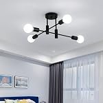 Garwarm Installation de lumière de plafond de montage semi-flush noir, 4-Light Moderne industrielle Spoutnik Landelier luminaire, montage à la pression Lampe de plafond pour cuisine Salle à manger Foyer Entrée Hallway Closet