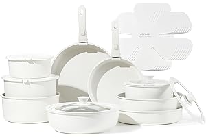 CAROTE Detachable Handle Pots and Pans Set in White Granite