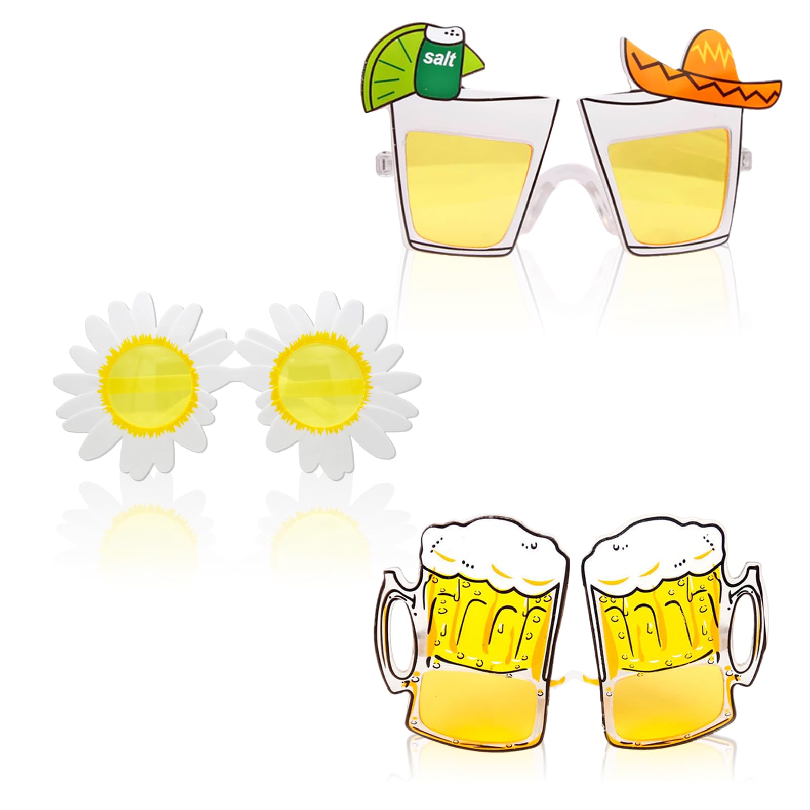UILYNIU 3 Pcs Sunglasses, Novelty Party Sunglasses, Beach Party Glasses, Hipppy Glasses