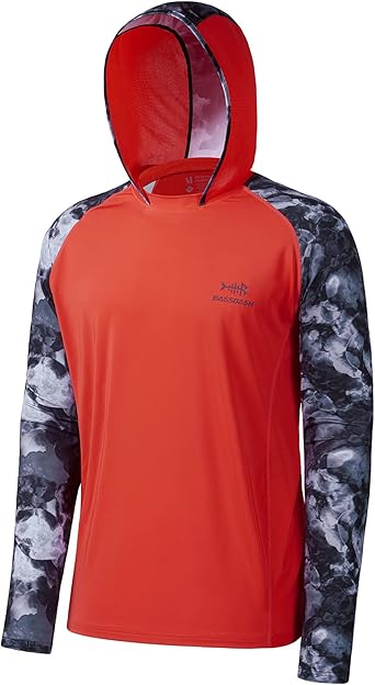 BASSDASH Mens UPF 50 Performance Fishing Shirt Cooling Hoodie Camo Long Sleeve FS17M