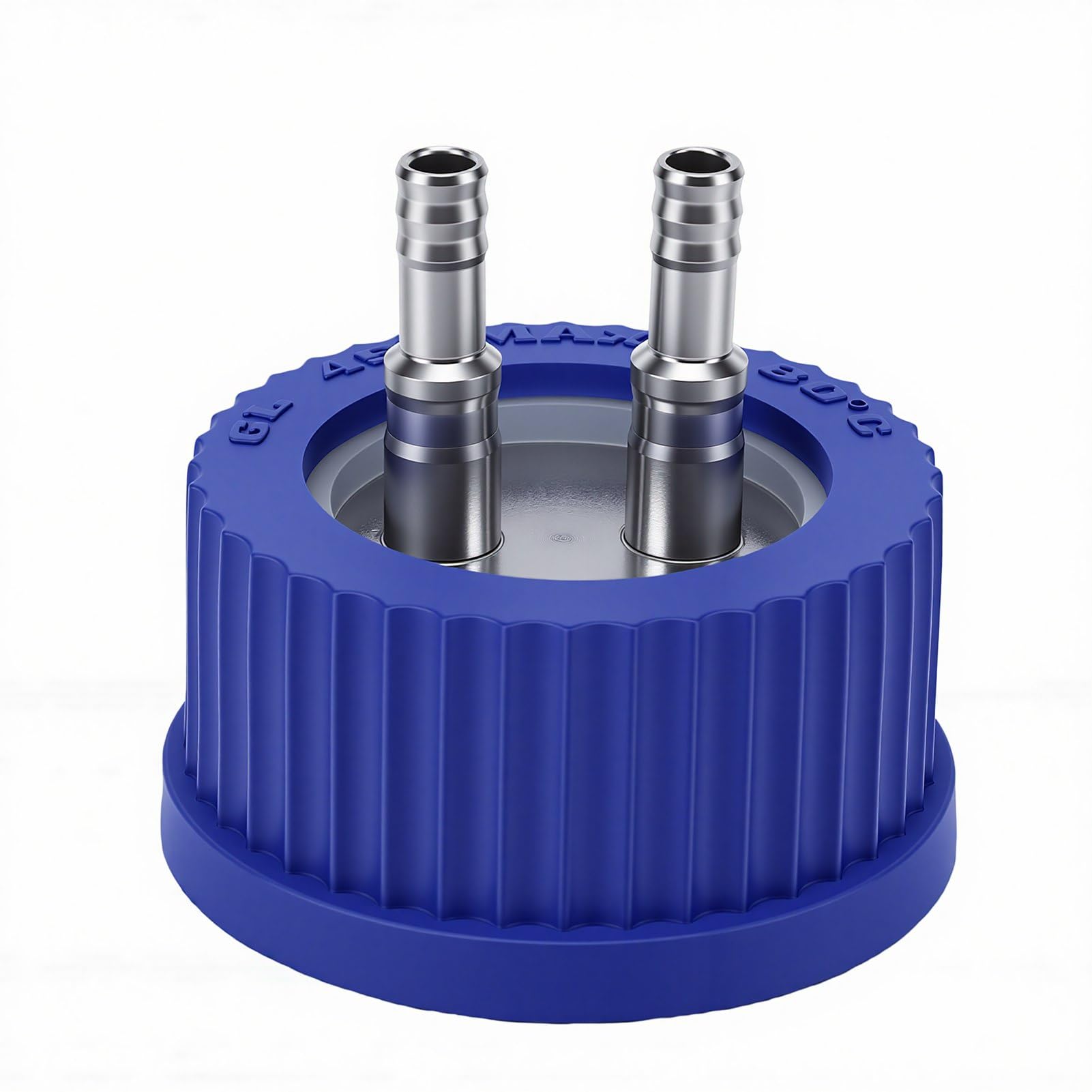 Naroote Tappo di Alimentazione di Sicurezza GL45 Coperchio Bottiglia GL45 Tappo Bottiglia Reagente 2 Porte Diametro 6-8 Mm Misura Media Acciaio Inossidabile 304 con Guarnizione per