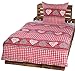 Produktbild Dresscode 2tlg Winter Bettwäsche Set Fleece Microfaser Landhaus Bauernhaus Karo Herz Übergröße 155 x 220 cm + 80 x 80 cm NEU Weiß Rot Bordeaux Simone