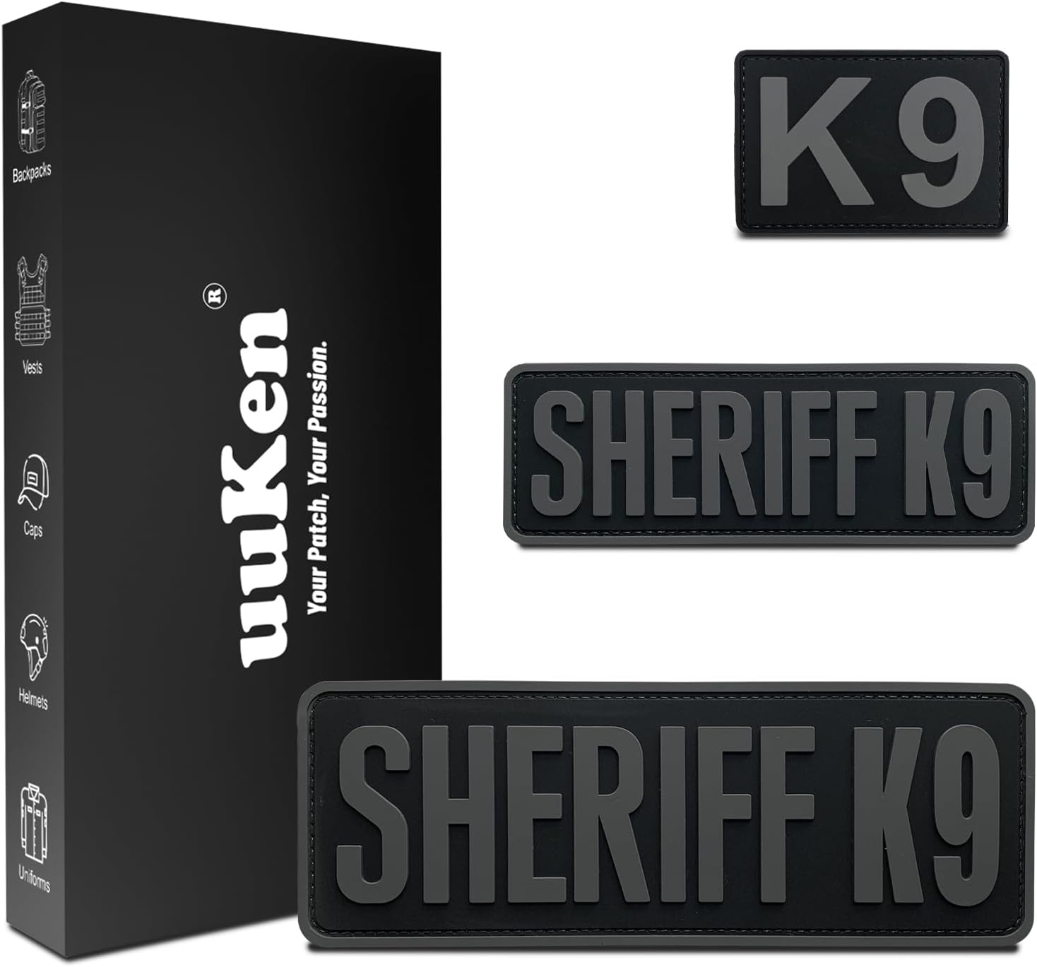 3Pcs PVC Patch with Hook Fastener Back for Hats Caps Vests Clothing Bags Backpacks (3 Pack, 1Pcs 4" x 1.4", 1Pcs 6" x 2", and 1Pcs 8.5" x 3")