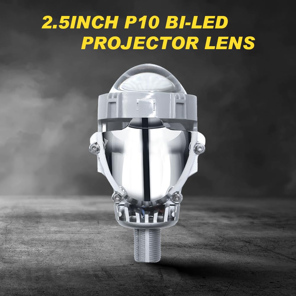 2 Projecteurs Bi-LED Effet Laser 12V 40W 2.5 Pouces 7000lm Conversion de Phares Feux de Route Feux de Croisement Faisceau Phares H4/H7/HB3 (9005)/HB4 (9006) Lentilles de Projecteur