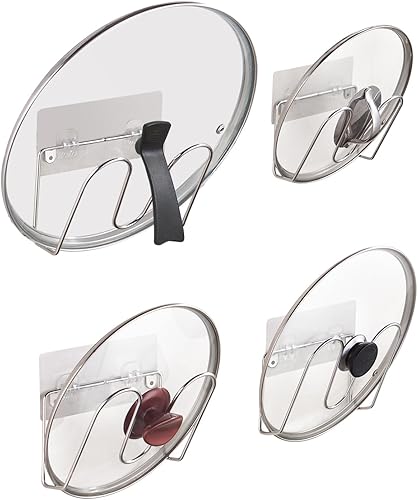 YQh Estante de tapa de olla para puerta de armario, organizador de tapas de olla de pared de cocina, soporte de tapa, estante de almacenamiento de
