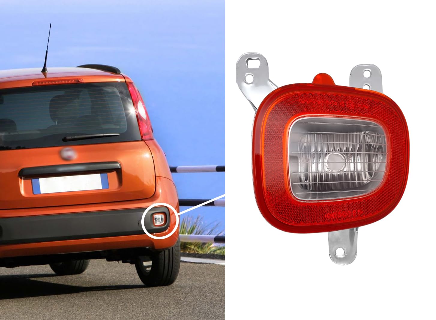 BSSTORE Luce di Retromarcia Posteriore Bianco/Rosso per Renegade (BU, B1) dal 2014, Panda (312, 319) dal 2012 (Destra - Lato Passeggero)