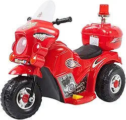 Mini Moto Elétrica 6v Polícia Menina Com Luz Som E Baú (Vermelho)