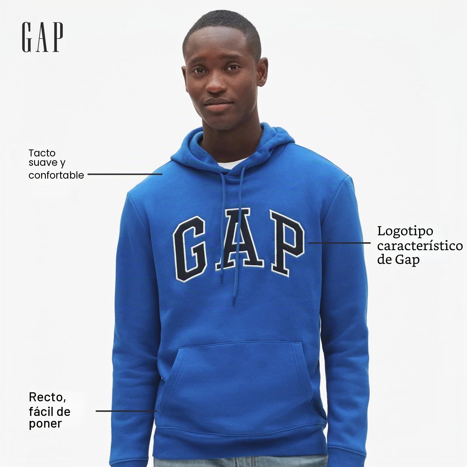Gap Heritage Logo Pullover Hoodie Sudadera con Capucha Hombre (Pack de 1)