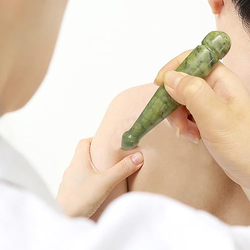Miniatura 3 de gemshan Jade Gua Sha Pen - Herramienta de masaje de tejido profundo hecha a mano, terapia de raspado, relajación facial y corporal