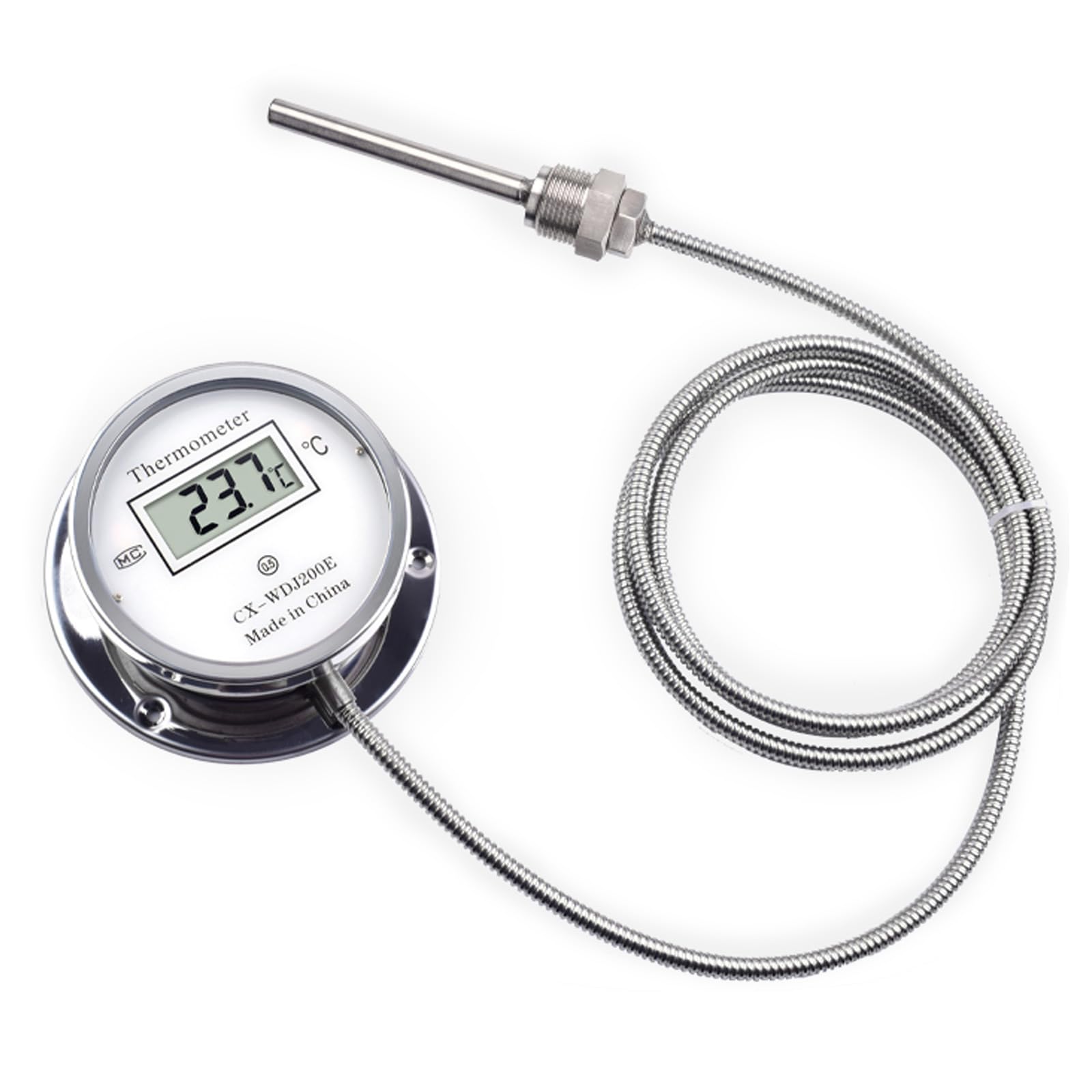 baojielai High Accuracy Digital Thermometers Threaded Probes Temperature Gauges Steel Waterproof Signals Cable for Boiler Pipeli