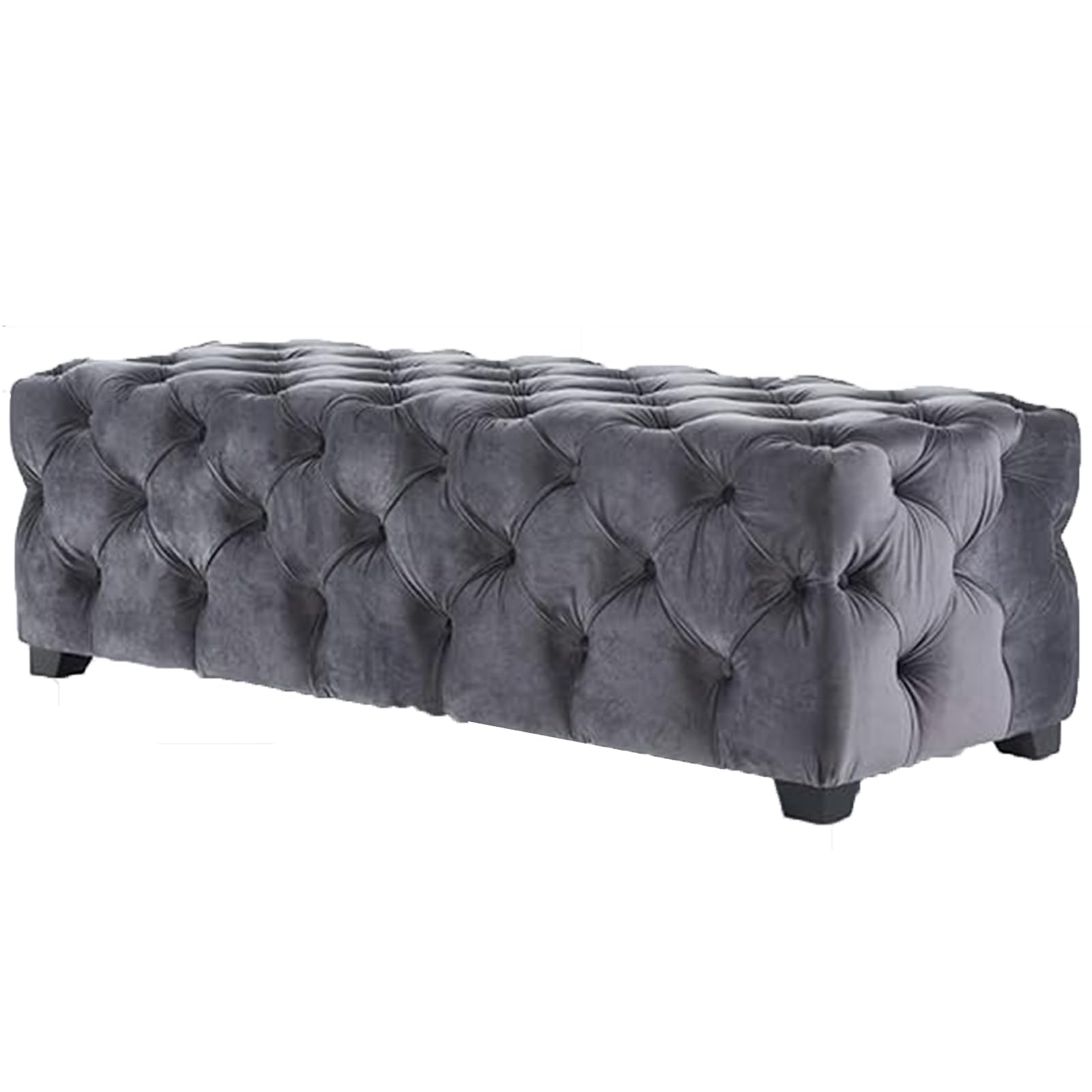 Banc de lit capitonné en velours gris de 127 cm pour chambre