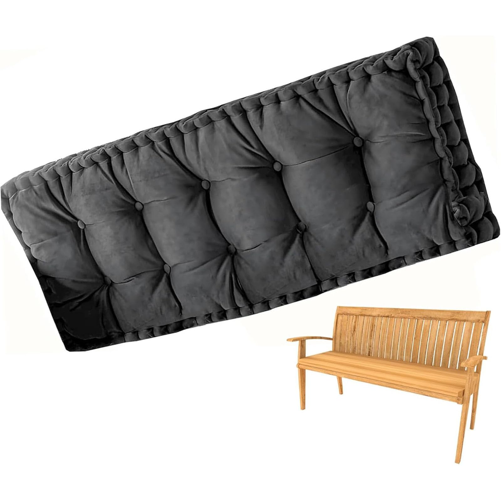 Coussin de banc gris foncé 190x50x10 cm pour jardin et terrasse