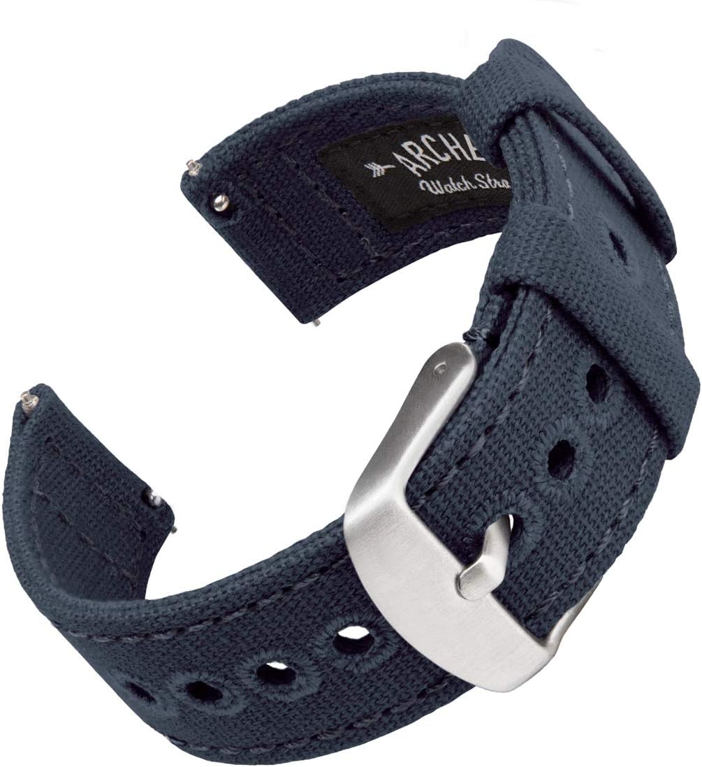 Archer Watch Straps - Canvas Quick Release Watch Bands (Navy Blue, 20mm)