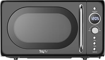 Total Chef Retro Microwave Oven | 20L / 0.7 Cu Ft | Quick Start & Defrost By Weight/Time | 8 Pre-set Cooking Modes For Coffee, Rice, Pasta, Potato, Reheat, Fish, Pizza, Popcorn | 700W | Red Black