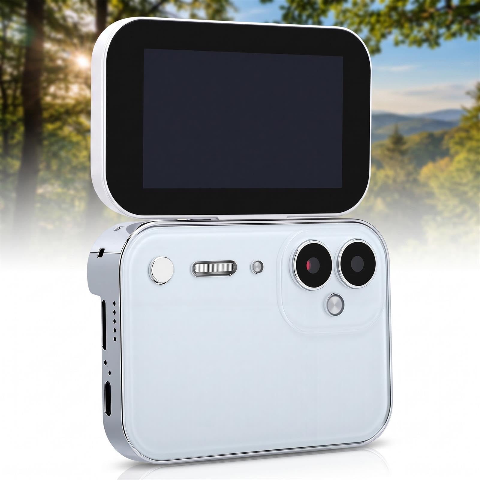 LICAEVEY 4K-Digitalmusikkamera, 64MP CCD-Kamera (White) | 3-Zoll-180-Flip-Touchscreen mit 3600-mAh-Akku, OTG-Anschluss für Selfie-Beauty-Modus und Unterhaltung