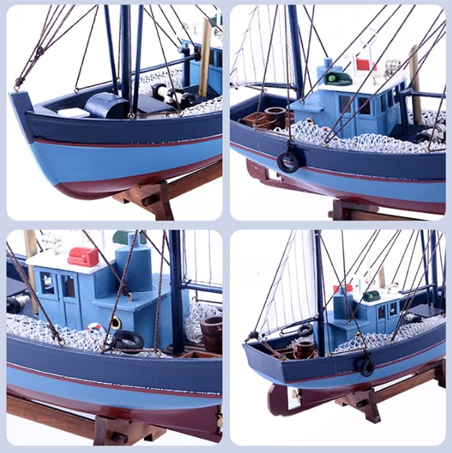 最高級ブランド 木造船【本日まで出品】 Amazon.co.jp: 40cmの木造船、地中海風の漁船モデルのソリッド
