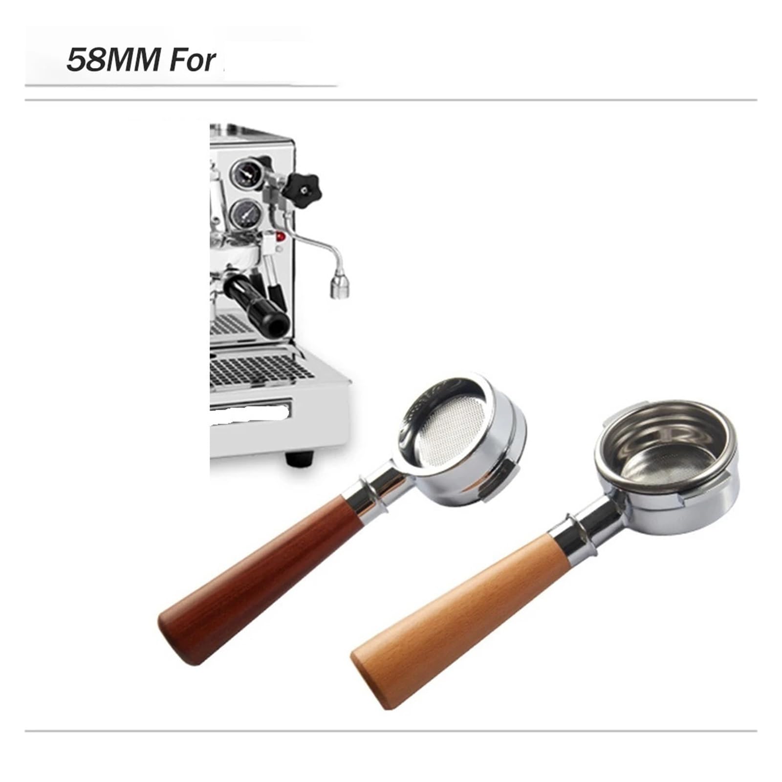 Mango De Portafiltro Sin Fondo De 2 Orejas De 58MM, Compatible Con Expobar, Compatible Con E61, Etc.,Accesorios For Espresso(Compatible for 58mm-Expobar-A)