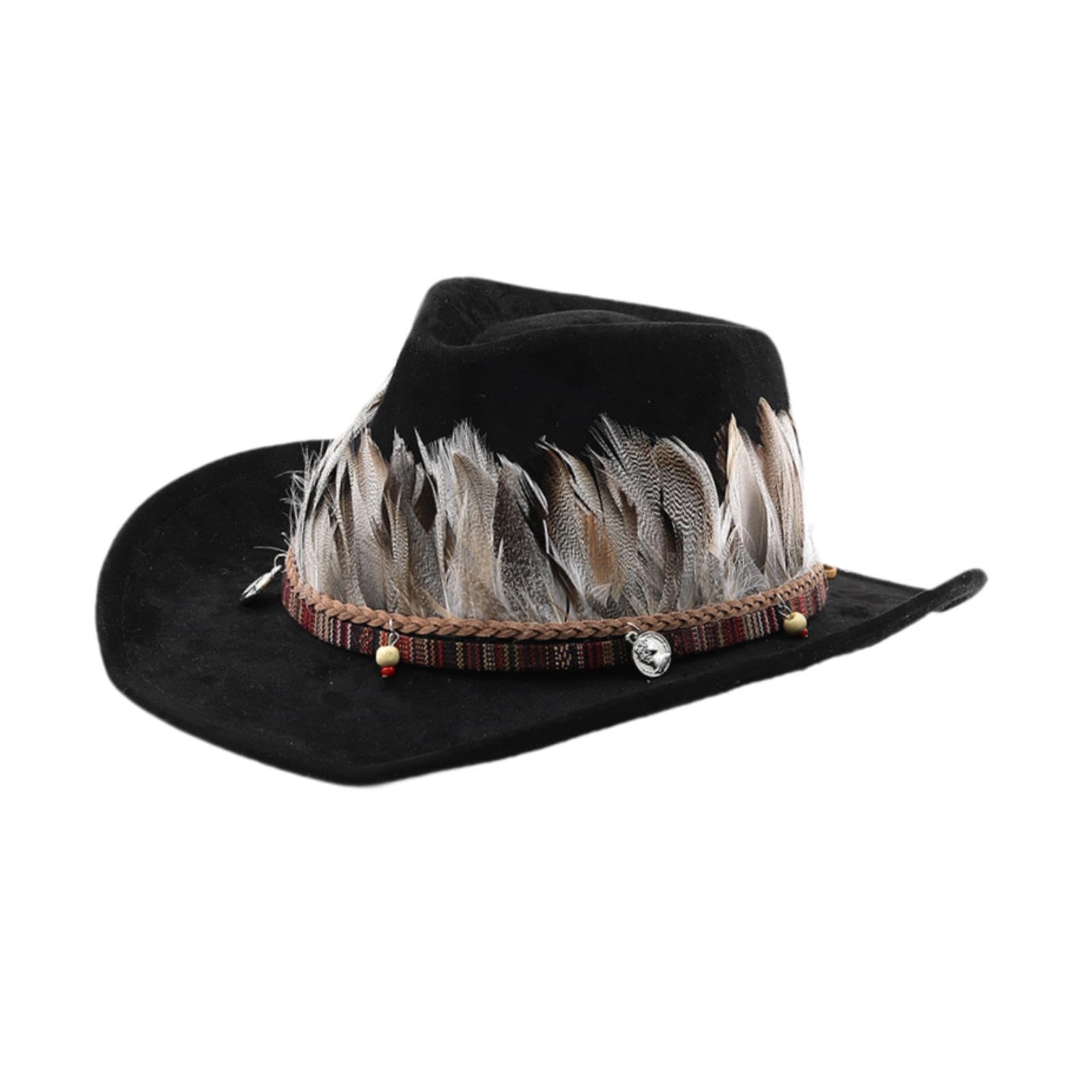 Western Cowboy Hat Wide Brim Versatile Cowgirl Hat for Festivals Gift Hiking Black-image-34