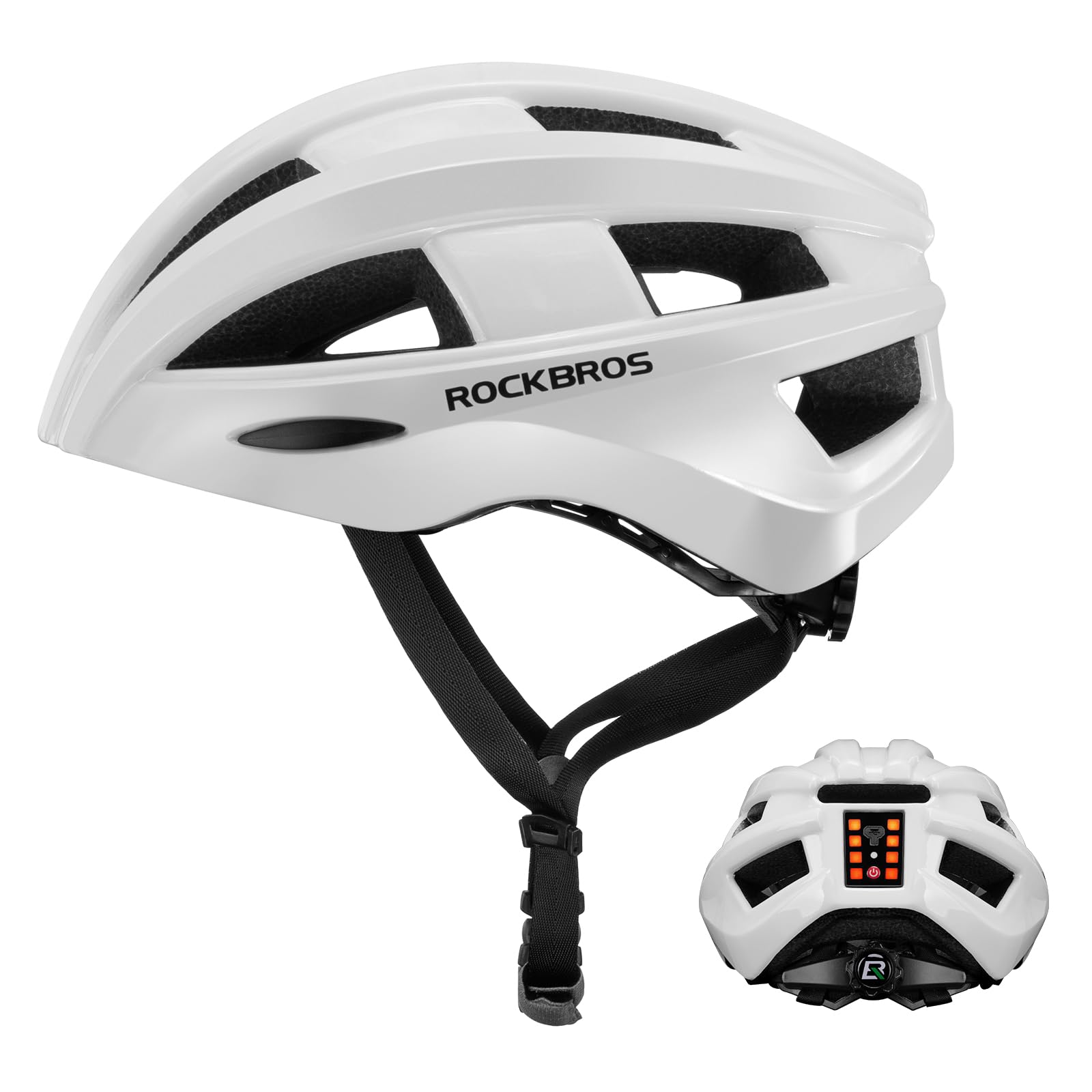 ROCKBROS Bike Helmet With Tail Light Rechargeable Light-Up Adults Lightweight Breathable Mountain Road Bike Helmets Adjustable 55-60cm