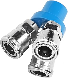 TOPINCN スタンダードな1/4インチ日本式空気圧縮機コネクタ高強度金属素材確実な取り付け多機能ランダムカラー1個付空気ホースに適用 (ラウンド3ウェイ)