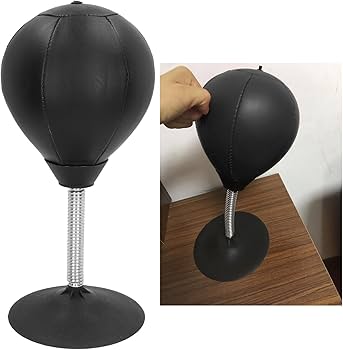 Desktop Punch Bag,Speed Ponsen Bal met Pomp Stress Relief Volwassen Sport Bokstraining Desktop Punch Vrijstaand Boksen met Pomp Sterke Zuigbasis Lente voor Volwassenen Kinderen Bokstraining