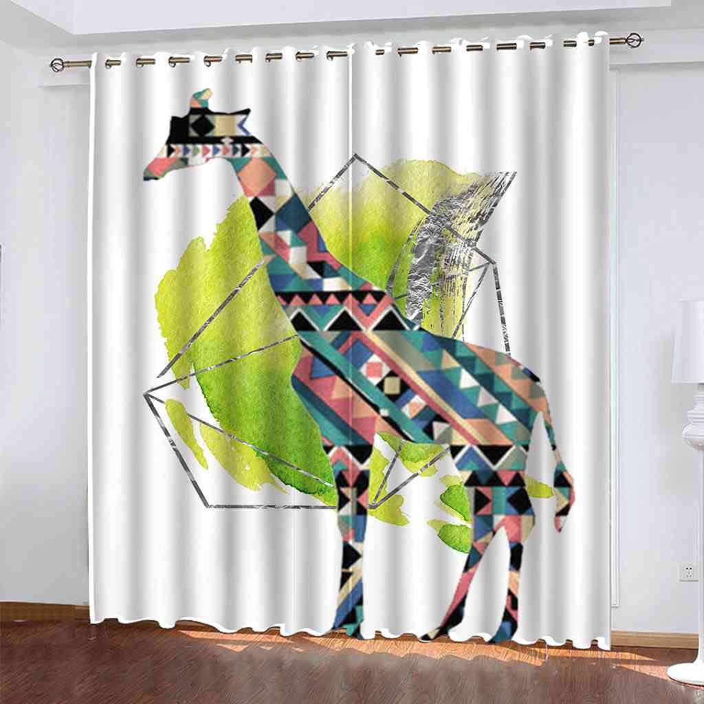 Rideaux occultants enfant girafe 140x160cm isolation thermique